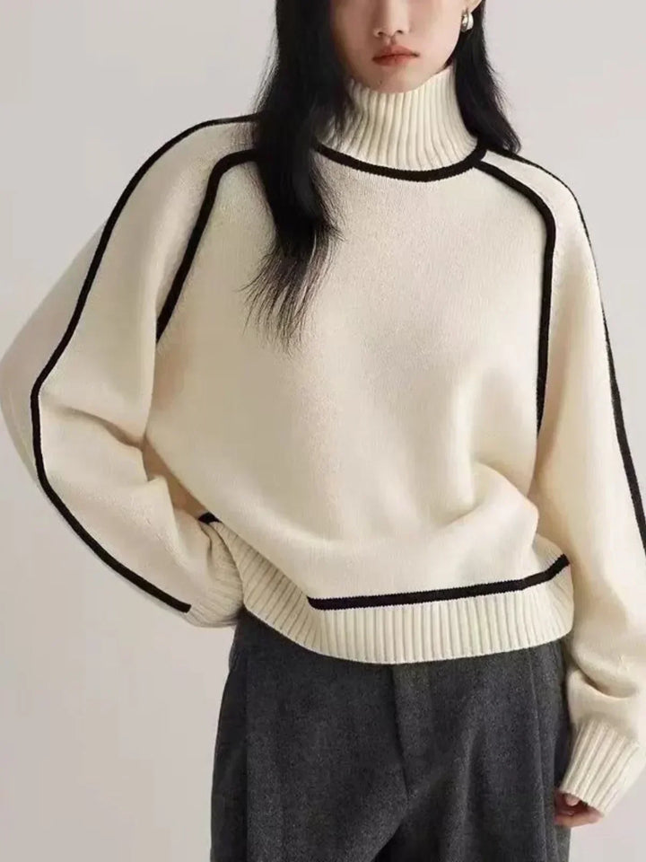 Eva | Women's Piped Turtleneck Sweater