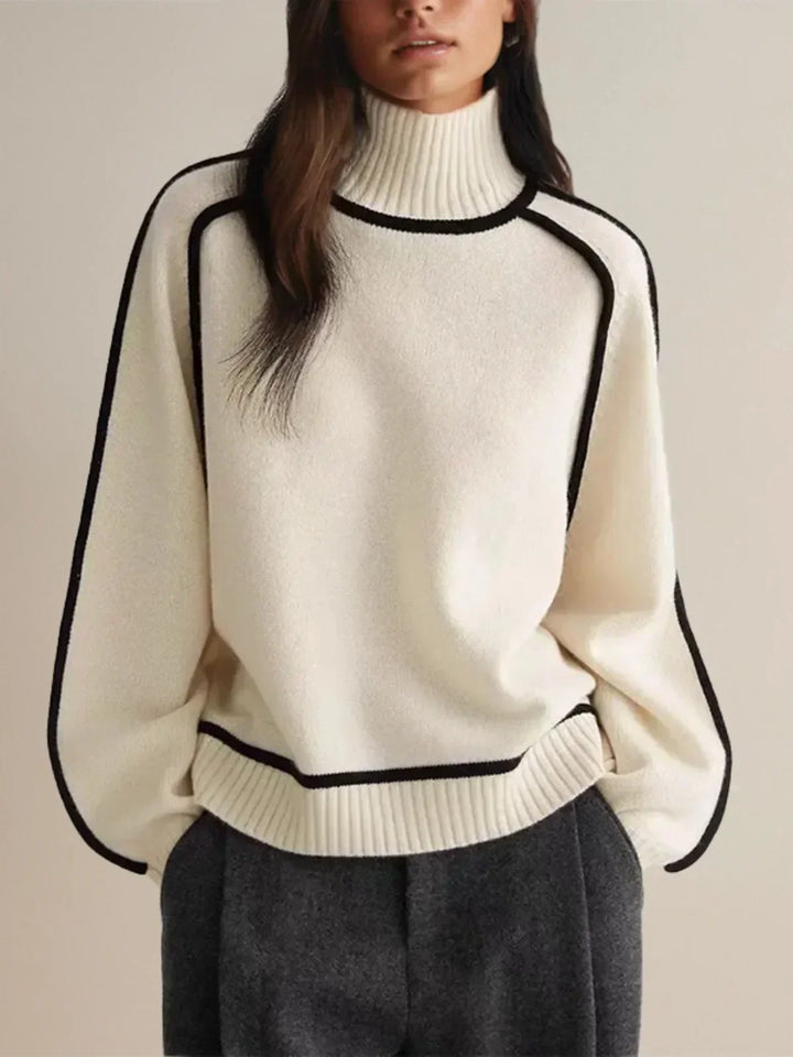 Eva | Women's Piped Turtleneck Sweater