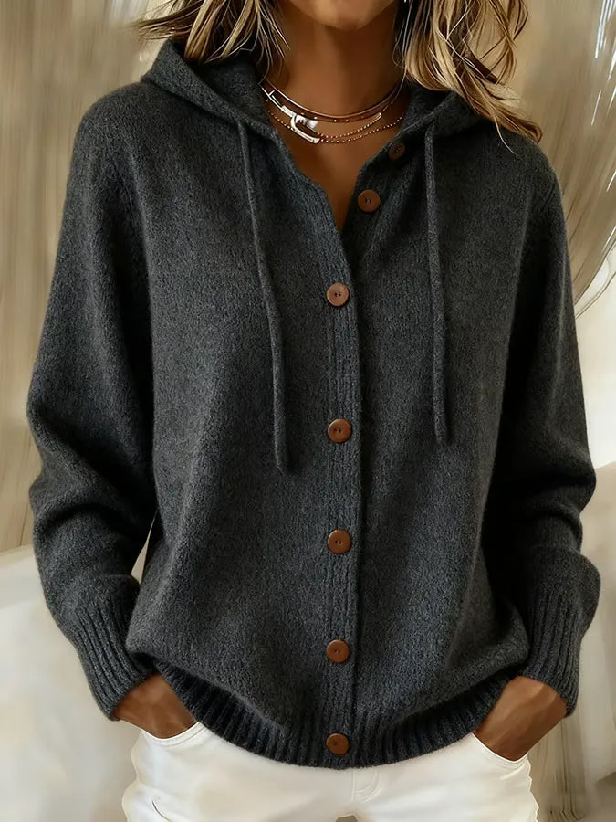 Amanda | Cozy Buttoned Hooded Cardigan