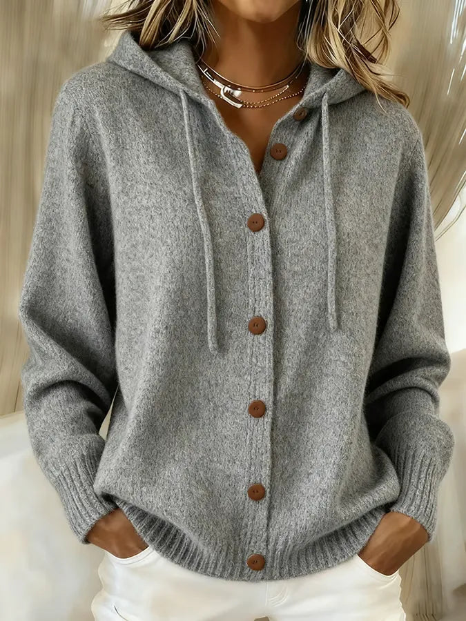 Amanda | Cozy Buttoned Hooded Cardigan