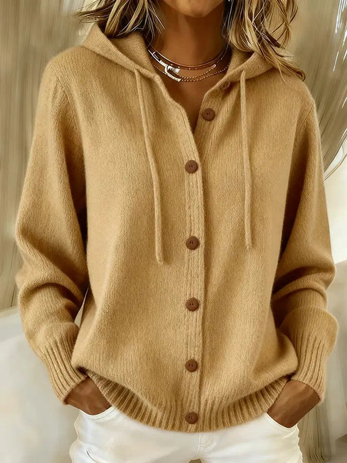 Amanda | Cozy Buttoned Hooded Cardigan