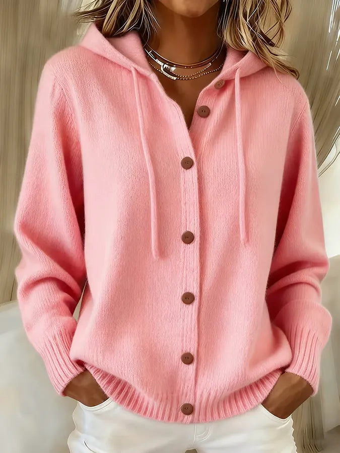 Amanda | Cozy Buttoned Hooded Cardigan