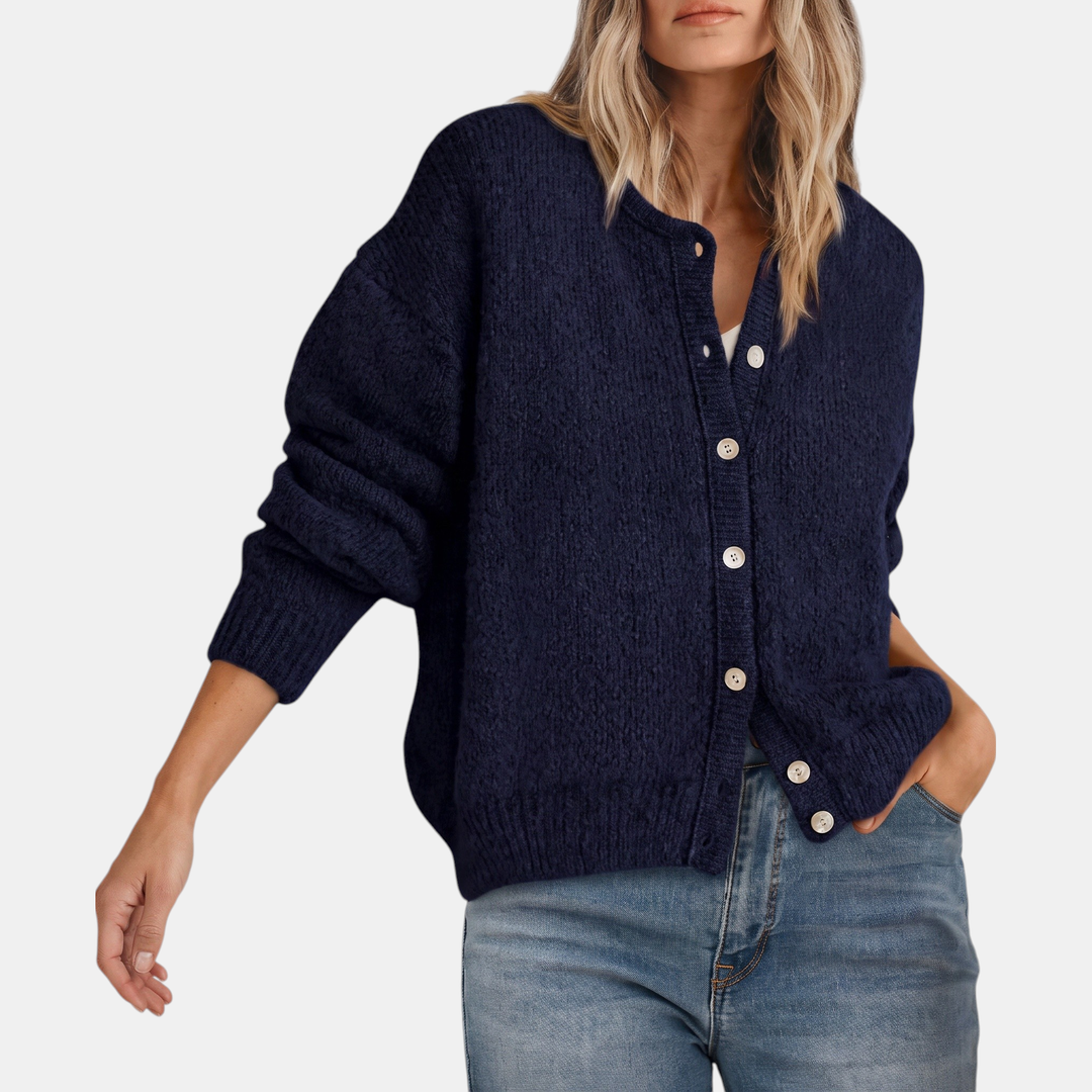 Candace™ | Button Front Crewneck Cardigan Sweater