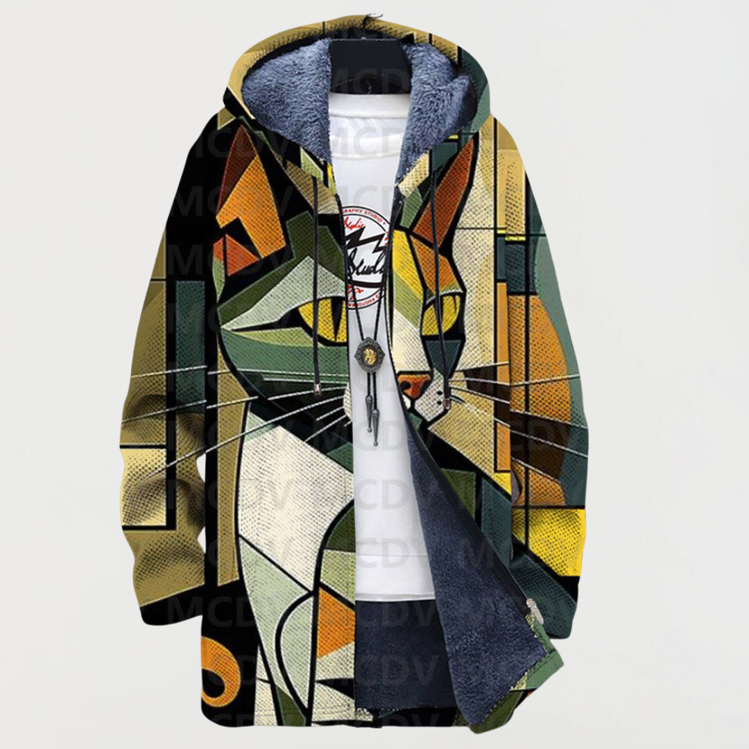 Emerson | Cardigan mit geometrischem Katzenmuster