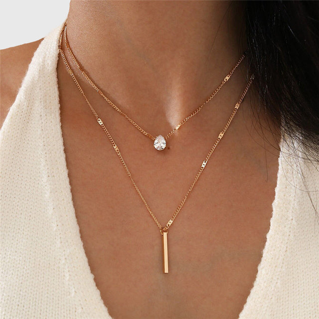 Vintage Necklace Set with Gold Pendant
