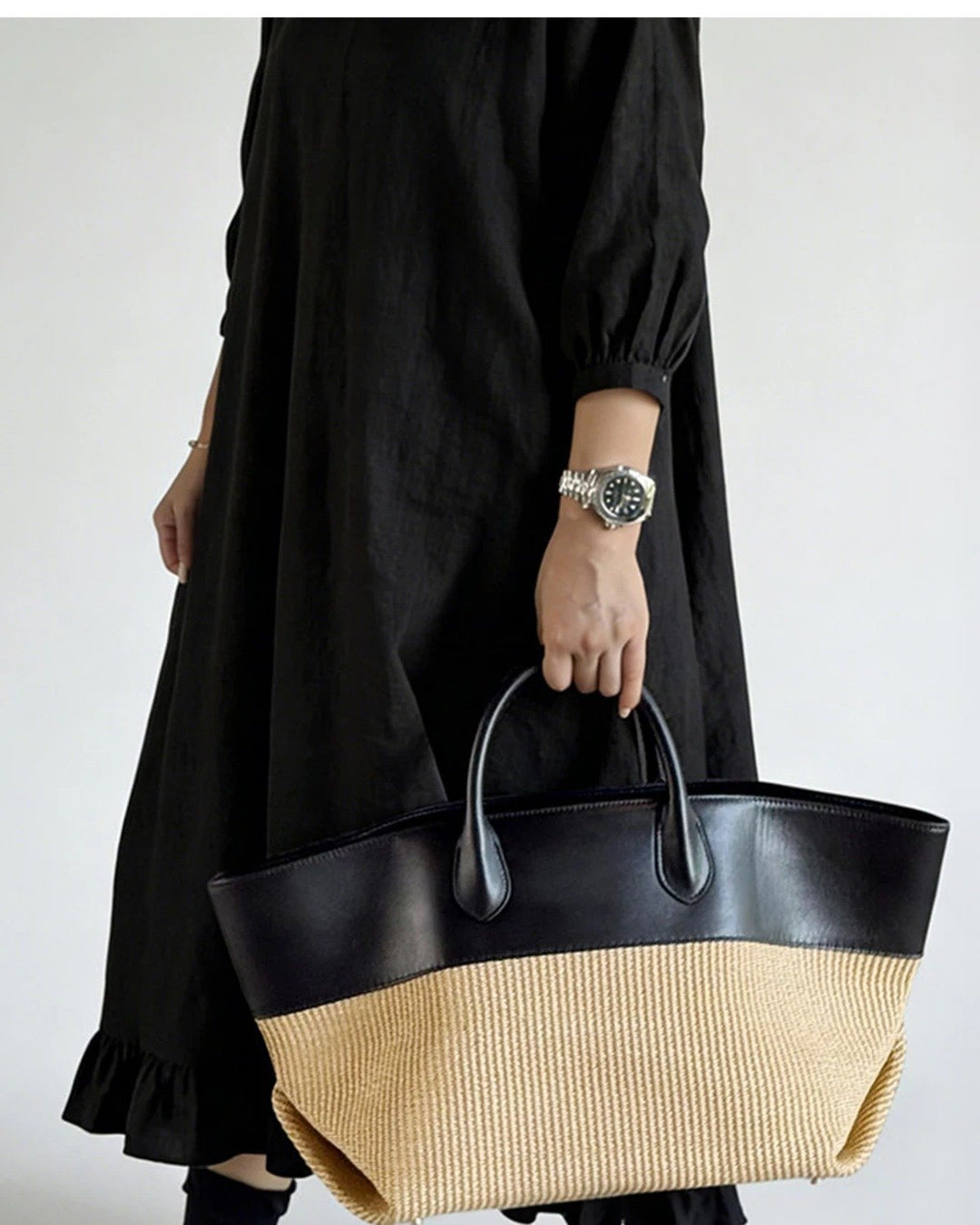 The Colourblock Woven Tote Bag