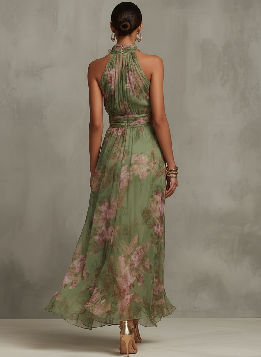 Amara | Floral Halter Maxi Dress