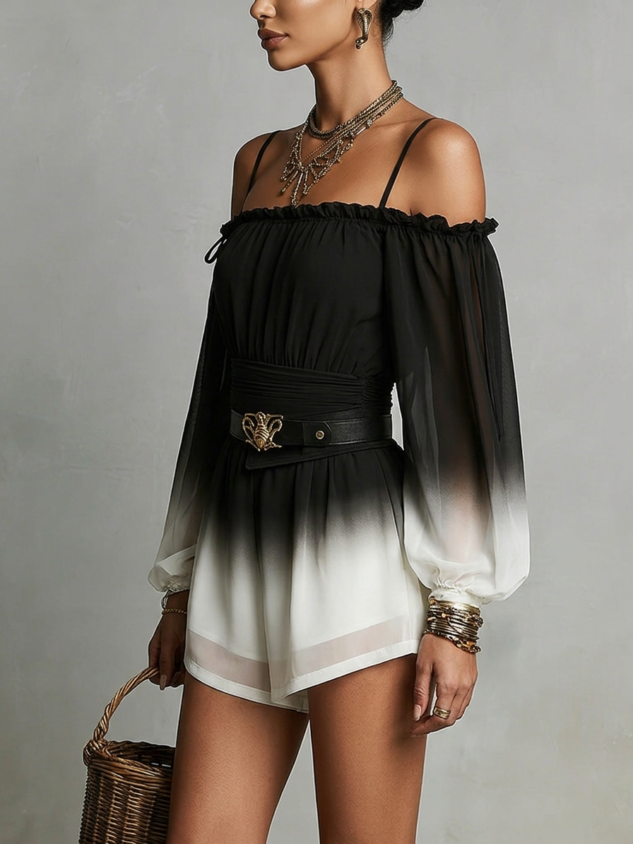 Evelyn | Off-Shoulder Chiffon Jumpsuit