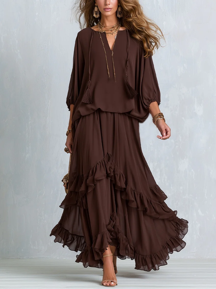 Ondine | Chiffon Set with Fringes