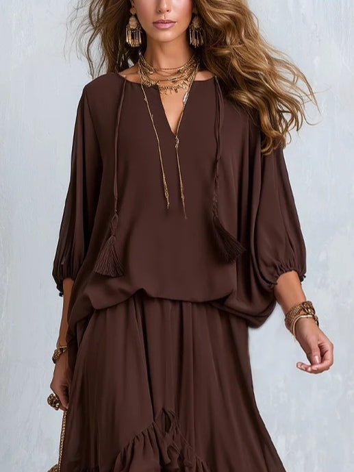 Ondine | Chiffon Set with Fringes