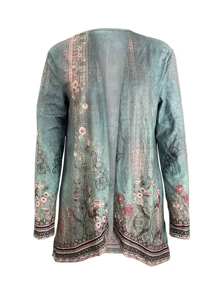 Marisole™ | Vintage Floral Print Open Front Blouse Jacket