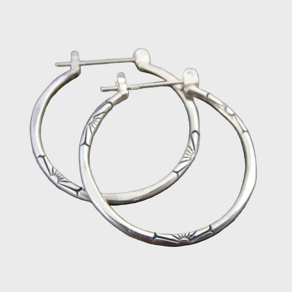 Retro Silver Hoop Earrings