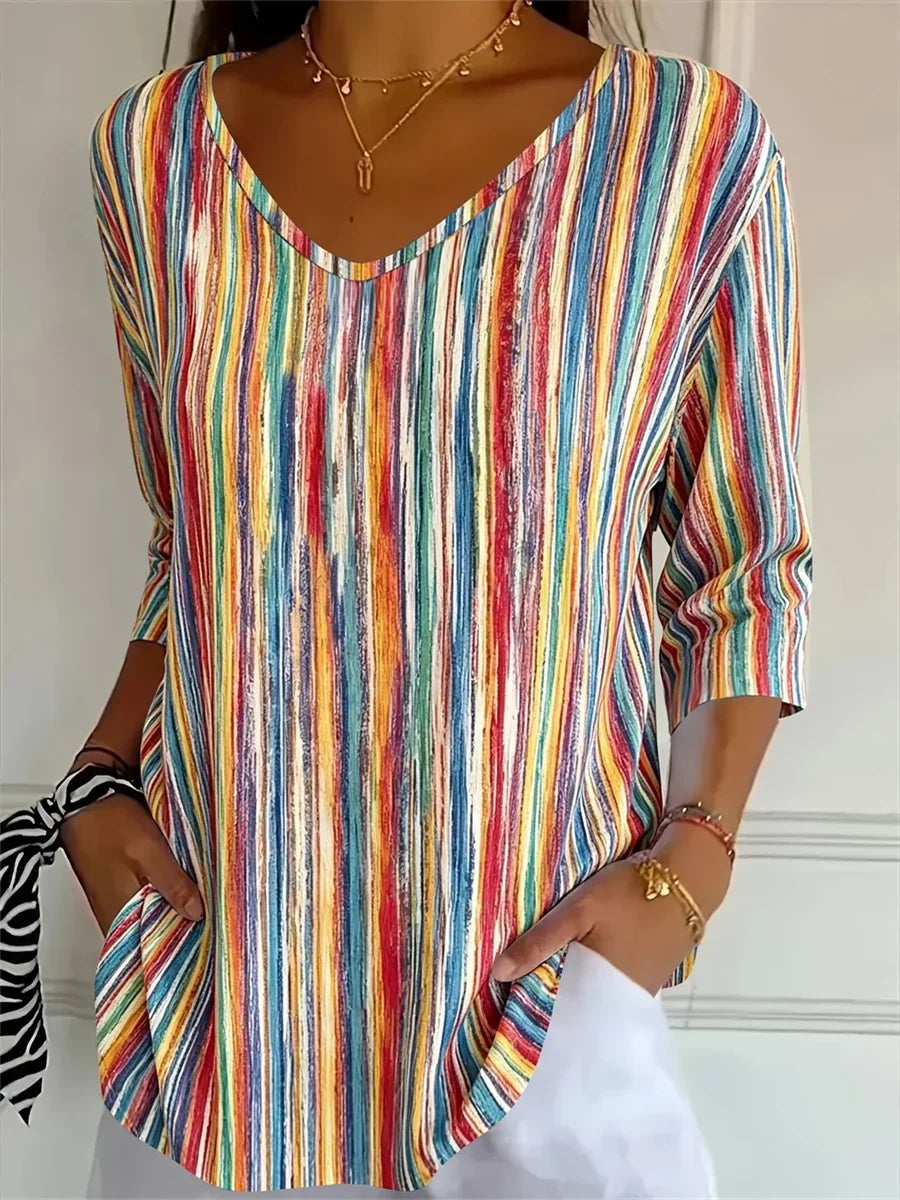 Quinty | Abstract Stripes Sleeve T-Shirt