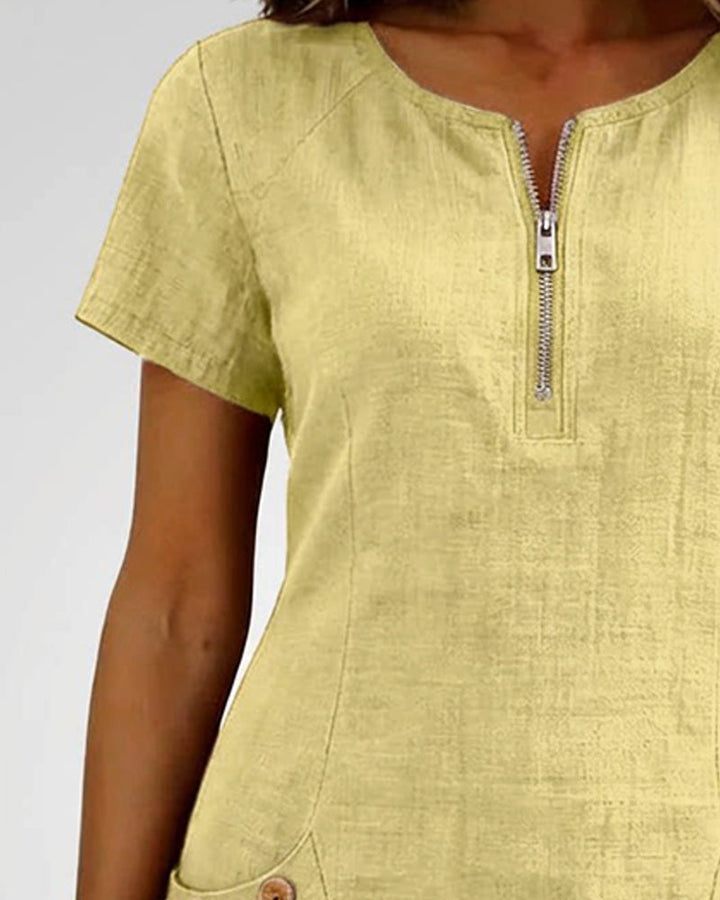 Fiona | Cotton Dress with Zipper Pocket