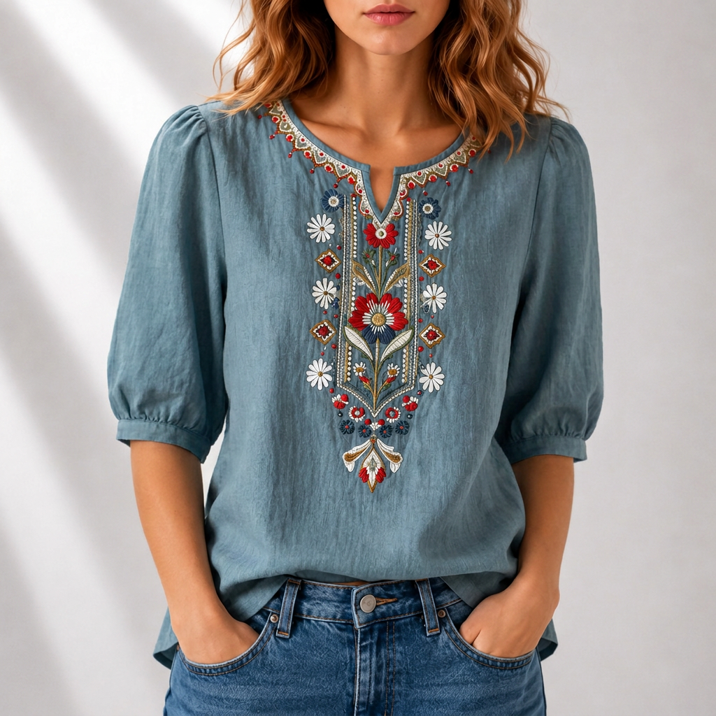 Lydia | Floral Embroidered Blouse