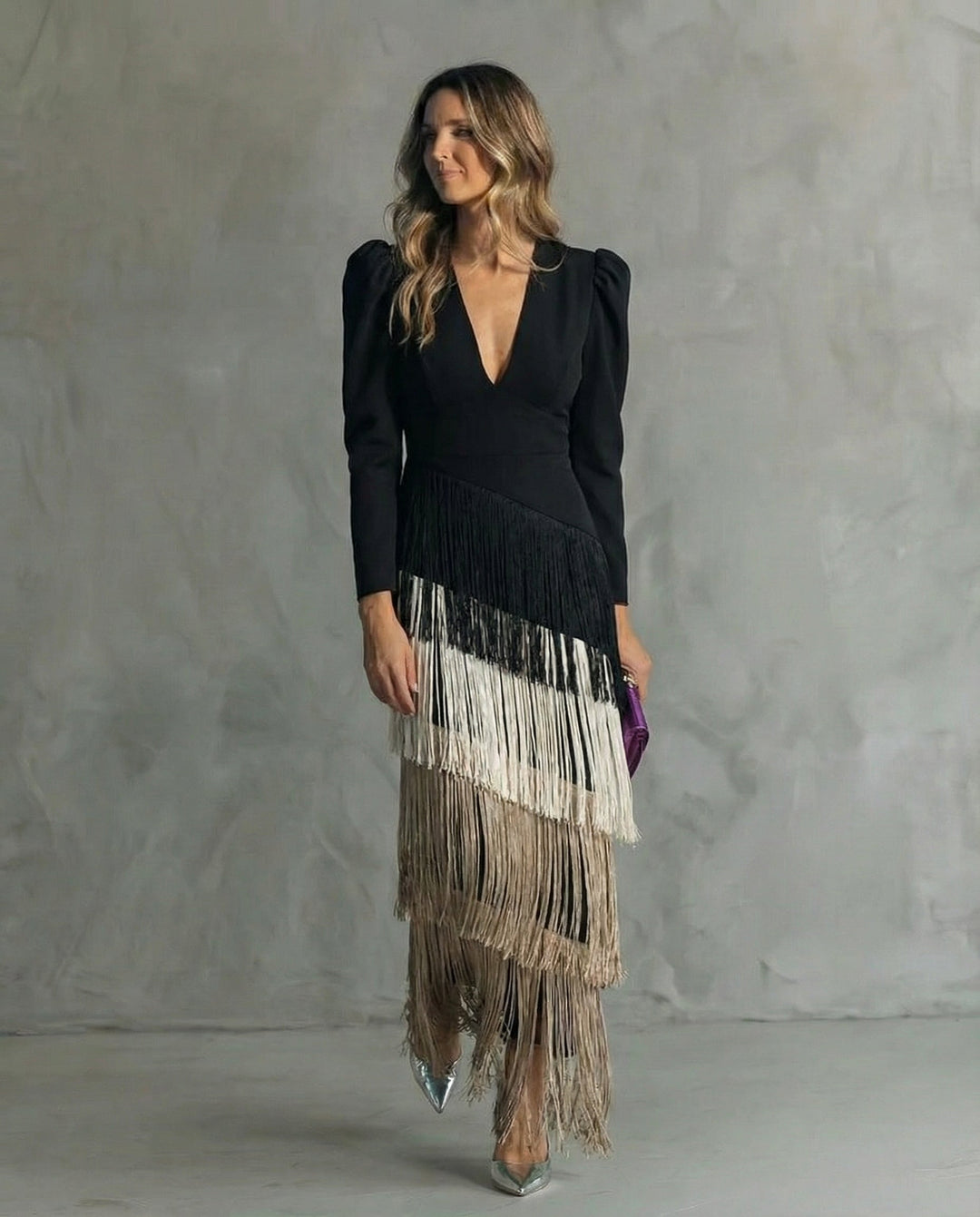 Sylvia | Midi Dress With Fringe