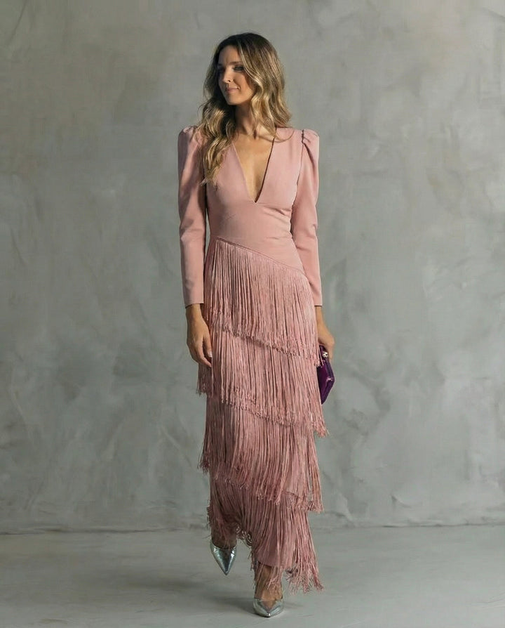 Sylvia | Midi Dress With Fringe