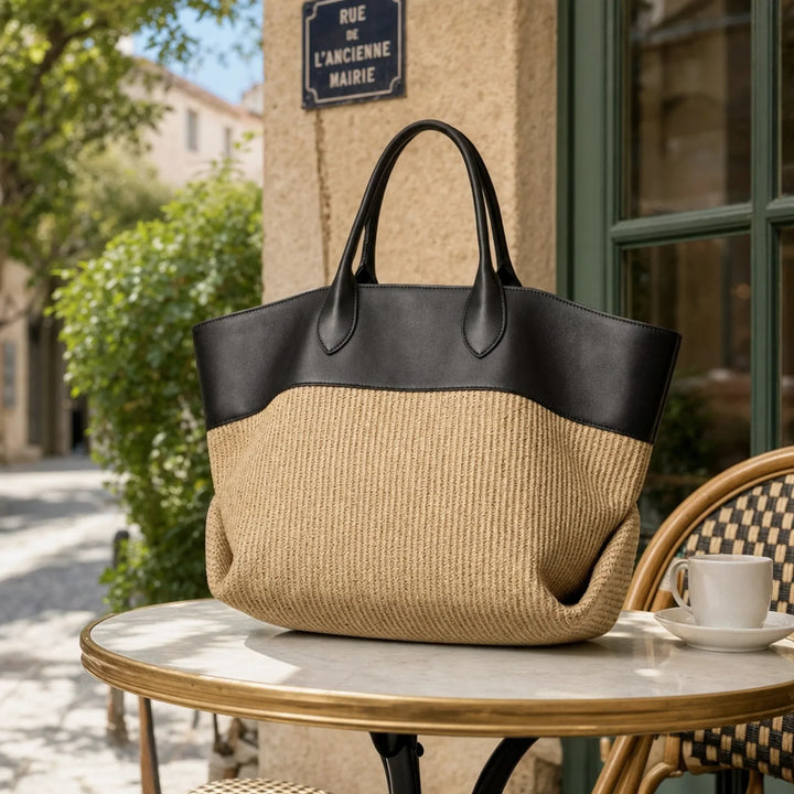 The Colourblock Woven Tote Bag