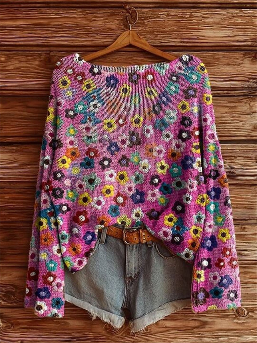 Monice | Vintage Floral Art Print Sweater