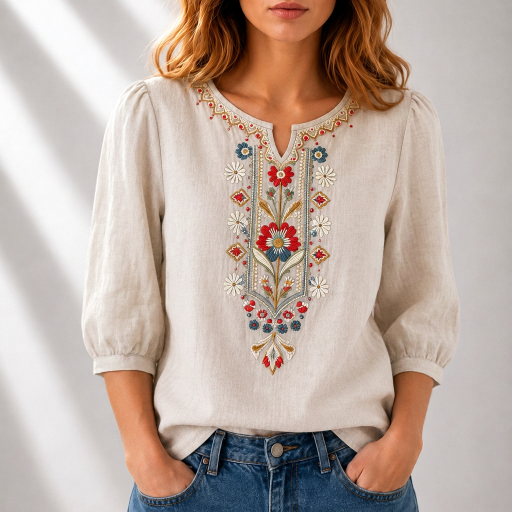 Lydia | Floral Embroidered Blouse