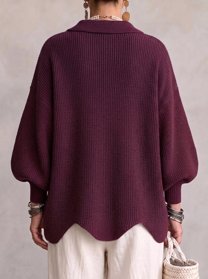 Isaline™ | Oversized Collared Cardigan With Large Metal Buttons