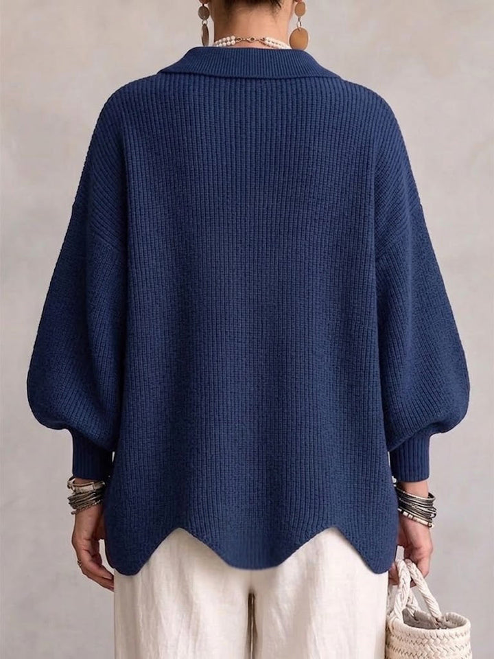 Isaline™ | Oversized Collared Cardigan With Large Metal Buttons