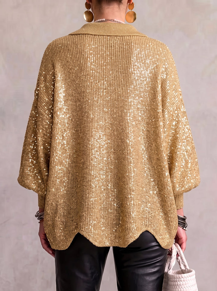 Isaline™ | Oversized Collared Cardigan With Large Metal Buttons