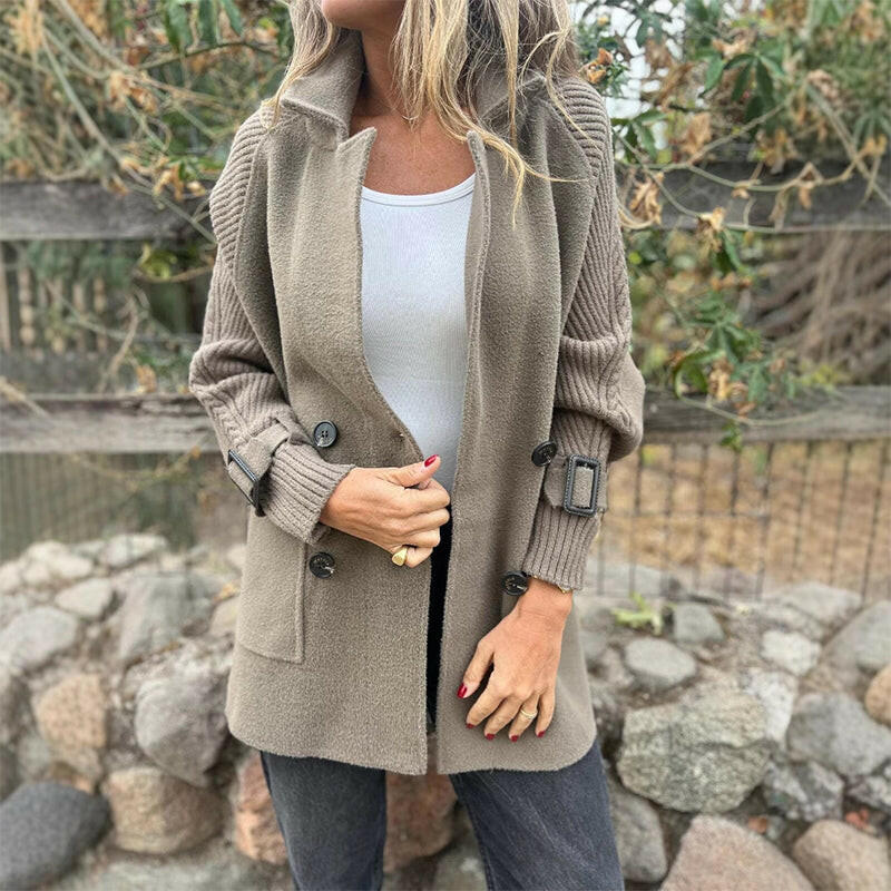 Wendy | Double-Breasted Contrast-Sleeve Coat