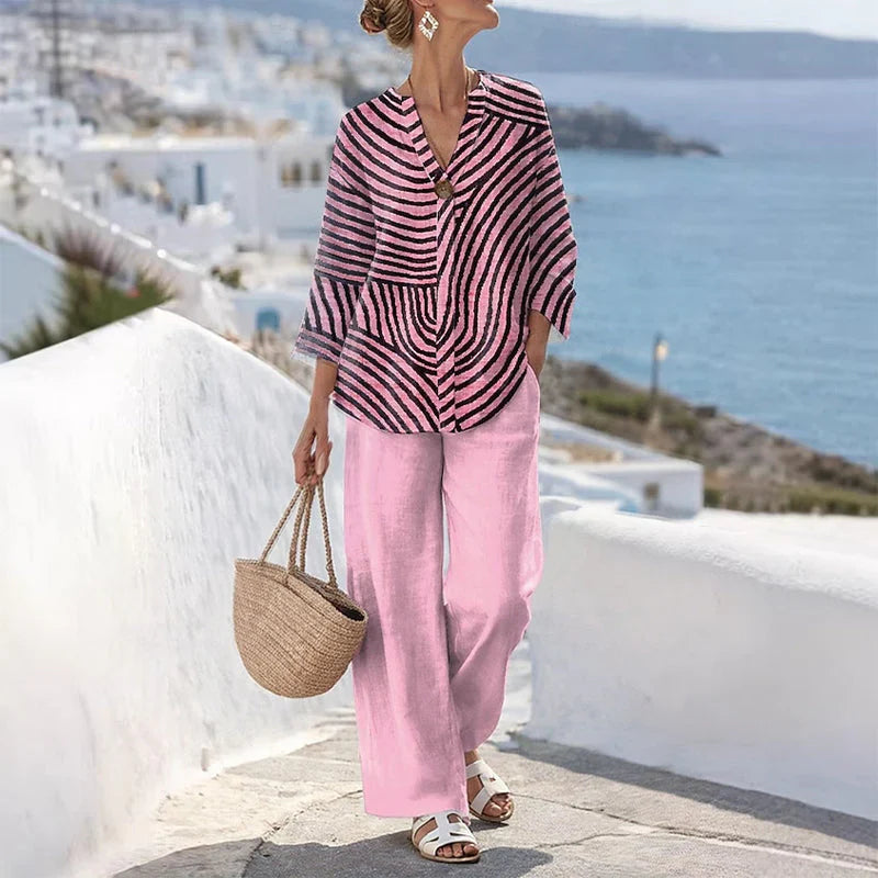 Linda | Women's striped two-piece summer set