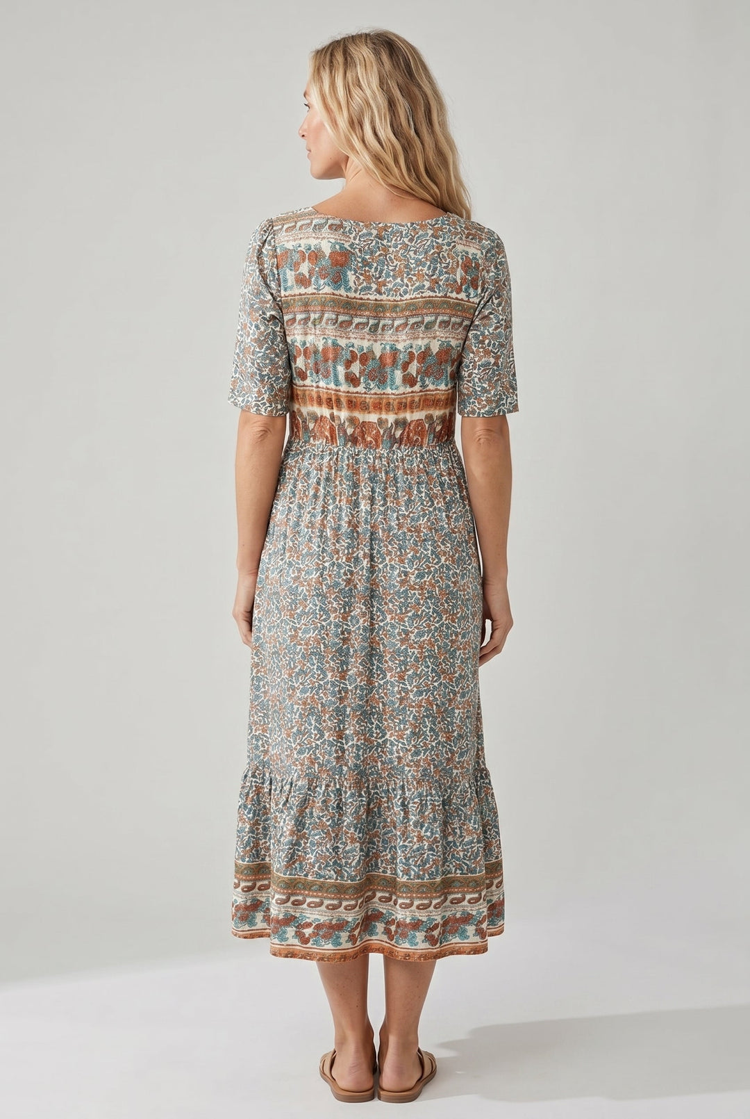 Luna | Boho Print Midi Dress