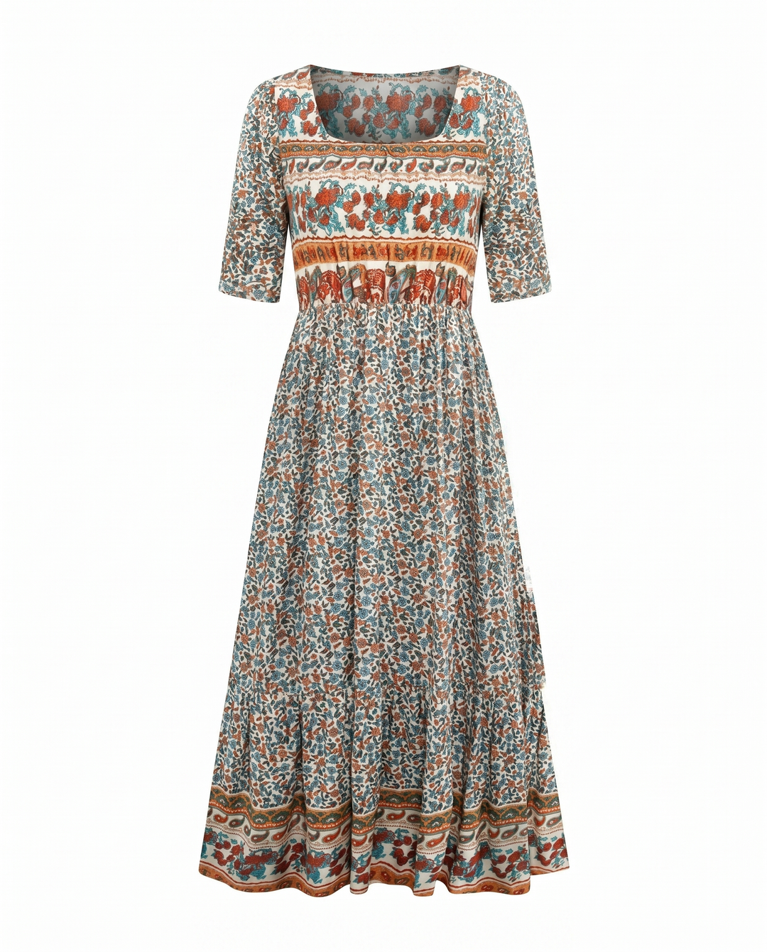 Luna | Boho Print Midi Dress