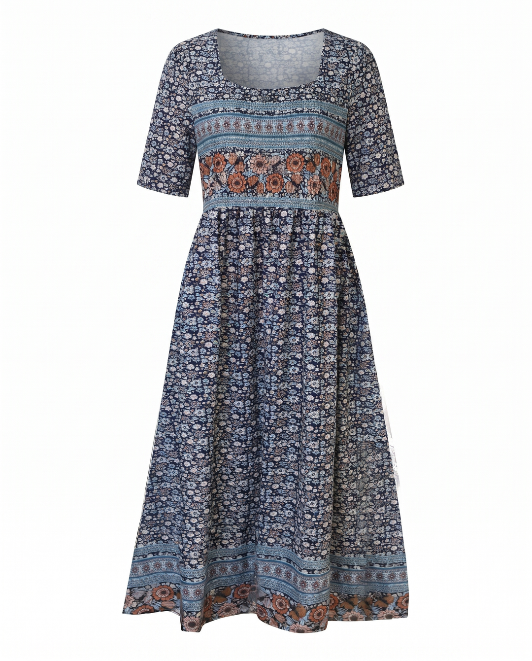 Luna | Boho Print Midi Dress