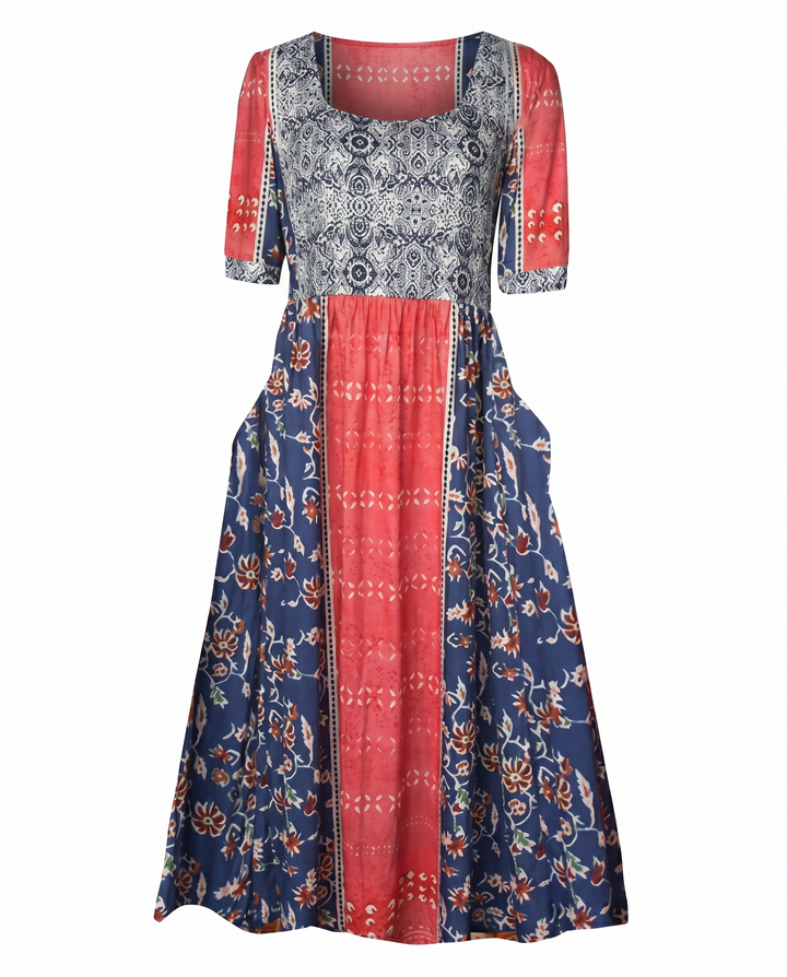 Luna | Boho Print Midi Dress